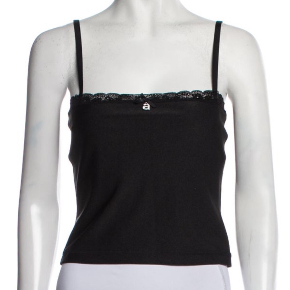 Alexander Wang Black Lace-Trim Tank Top